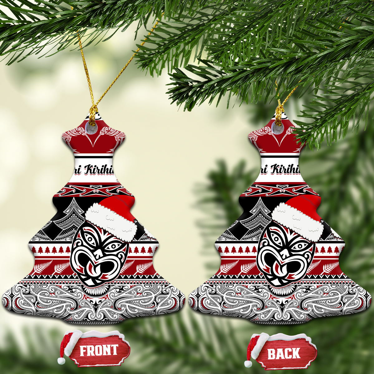 New Zealand Christmas Ceramic Ornament Maori Meri Kirihimete Moko - Wonder Print Shop