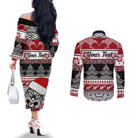 custom-new-zealand-christmas-couples-matching-off-the-shoulder-long-sleeve-dress-and-long-sleeve-button-shirt-maori-meri-kirihimete-moko