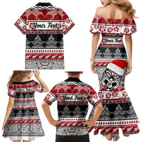 Custom New Zealand Christmas Family Matching Mermaid Dress and Hawaiian Shirt Maori Meri Kirihimete Moko - Wonder Print Shop