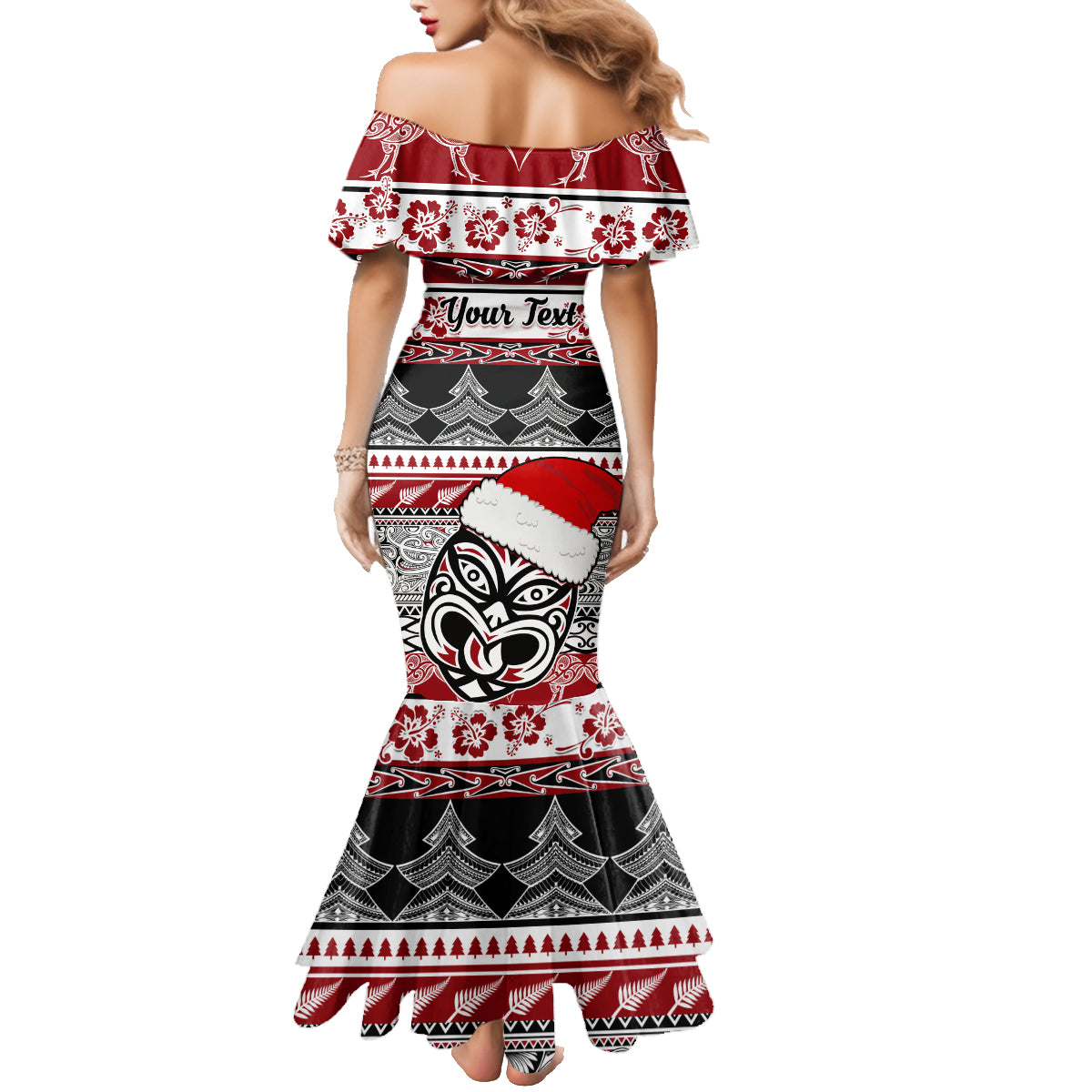 Custom New Zealand Christmas Family Matching Mermaid Dress and Hawaiian Shirt Maori Meri Kirihimete Moko - Wonder Print Shop