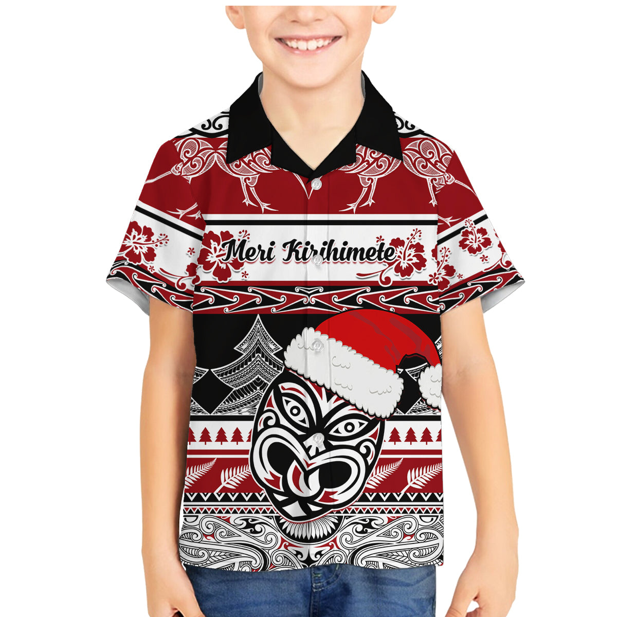 Custom New Zealand Christmas Family Matching Mermaid Dress and Hawaiian Shirt Maori Meri Kirihimete Moko - Wonder Print Shop