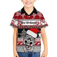Custom New Zealand Christmas Family Matching Off Shoulder Long Sleeve Dress and Hawaiian Shirt Maori Meri Kirihimete Moko - Wonder Print Shop