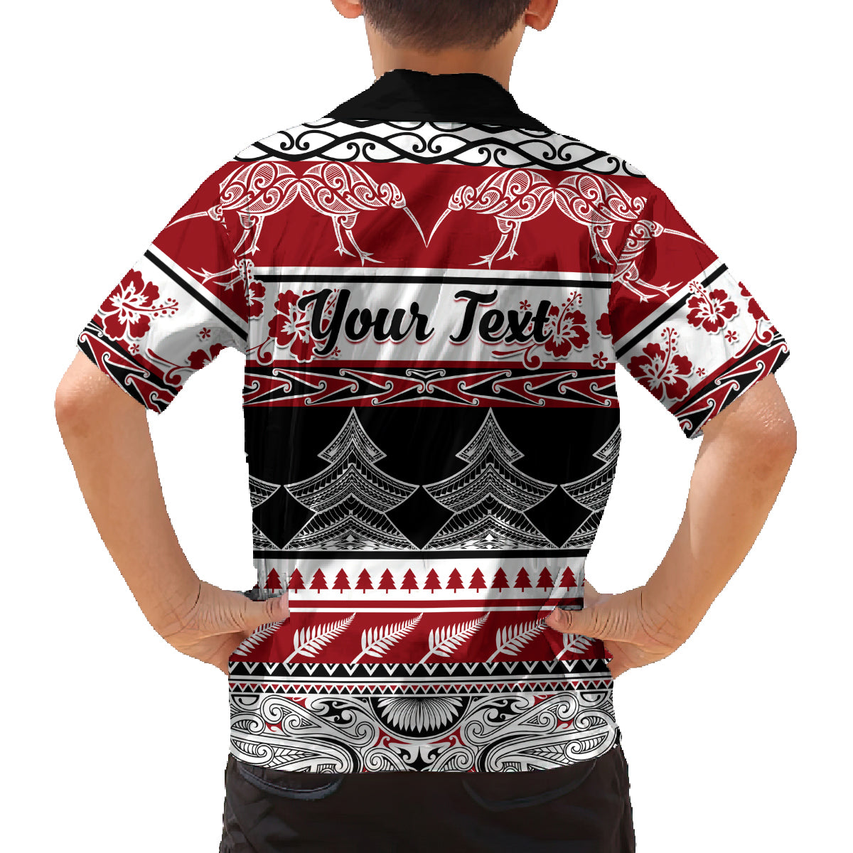 Custom New Zealand Christmas Family Matching Off Shoulder Maxi Dress and Hawaiian Shirt Maori Meri Kirihimete Moko - Wonder Print Shop