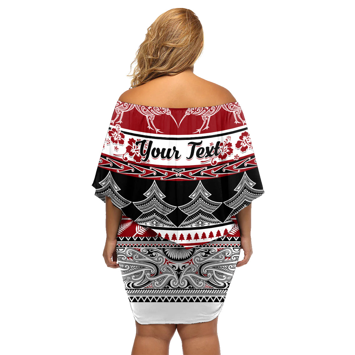 Custom New Zealand Christmas Family Matching Off Shoulder Short Dress and Hawaiian Shirt Maori Meri Kirihimete Moko - Wonder Print Shop