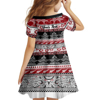 Custom New Zealand Christmas Family Matching Puletasi Dress and Hawaiian Shirt Maori Meri Kirihimete Moko - Wonder Print Shop