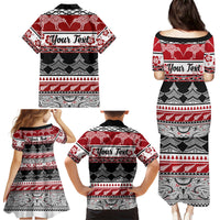 Custom New Zealand Christmas Family Matching Puletasi Dress and Hawaiian Shirt Maori Meri Kirihimete Moko - Wonder Print Shop