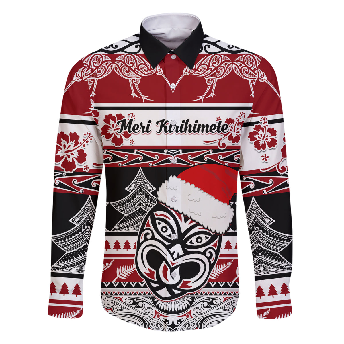Custom New Zealand Christmas Family Matching Short Sleeve Bodycon Dress and Hawaiian Shirt Maori Meri Kirihimete Moko - Wonder Print Shop