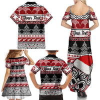 Custom New Zealand Christmas Family Matching Summer Maxi Dress and Hawaiian Shirt Maori Meri Kirihimete Moko - Wonder Print Shop