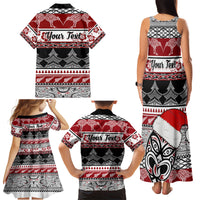Custom New Zealand Christmas Family Matching Tank Maxi Dress and Hawaiian Shirt Maori Meri Kirihimete Moko - Wonder Print Shop