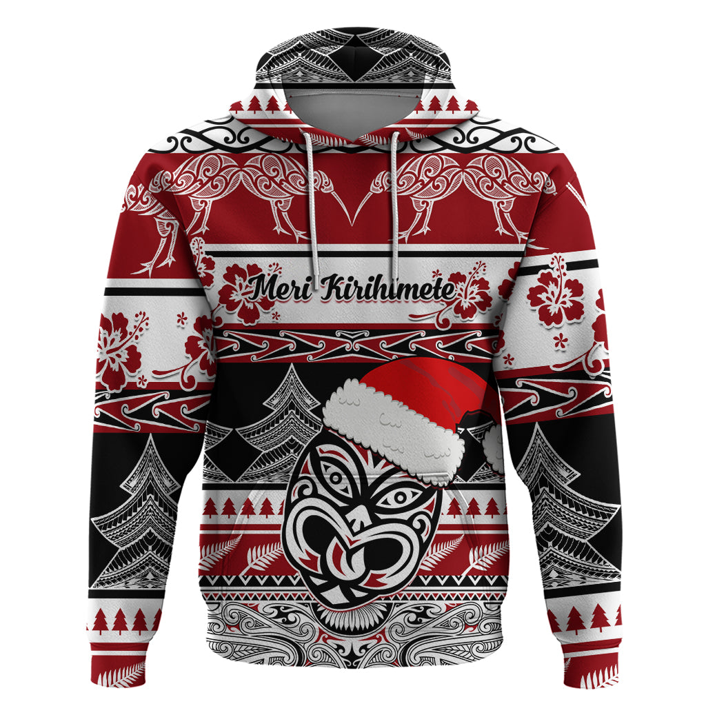 Custom New Zealand Christmas Hoodie Maori Meri Kirihimete Moko - Wonder Print Shop