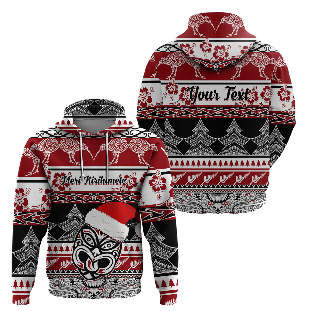 Custom New Zealand Christmas Hoodie Maori Meri Kirihimete Moko - Wonder Print Shop