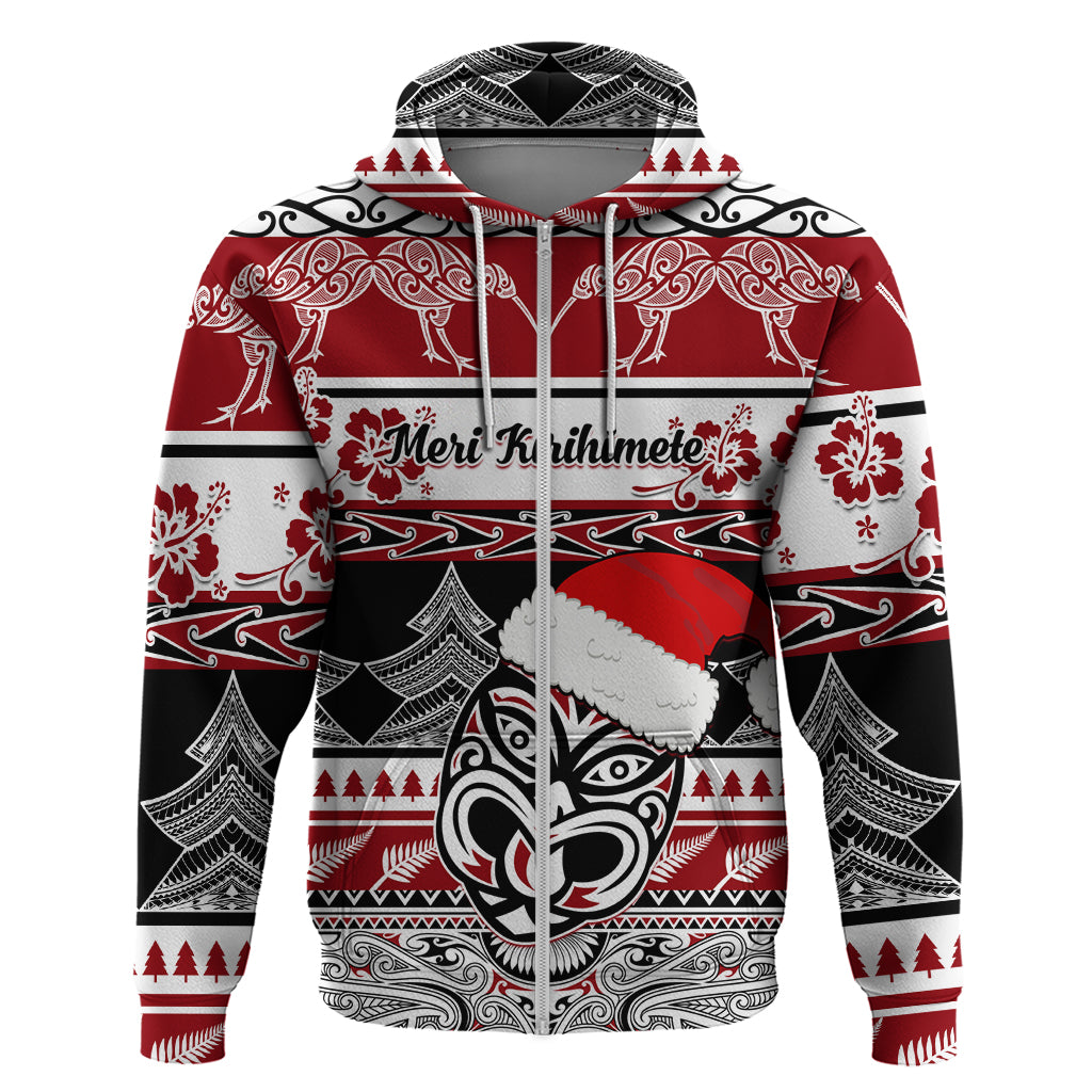Custom New Zealand Christmas Hoodie Maori Meri Kirihimete Moko - Wonder Print Shop