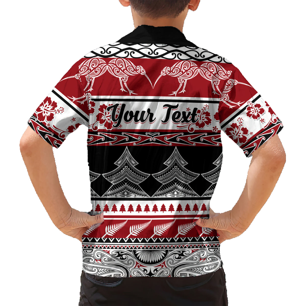 Custom New Zealand Christmas Kid Hawaiian Shirt Maori Meri Kirihimete Moko - Wonder Print Shop