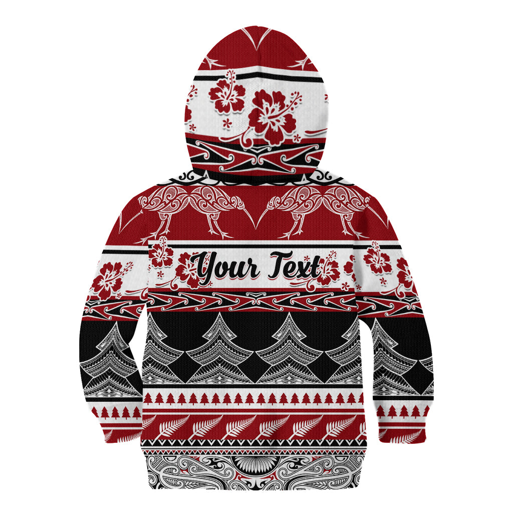 Custom New Zealand Christmas Kid Hoodie Maori Meri Kirihimete Moko - Wonder Print Shop