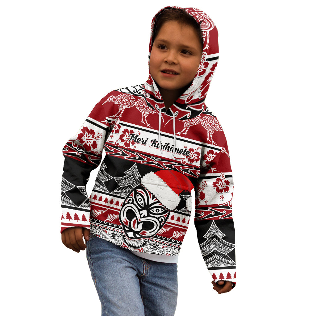 Custom New Zealand Christmas Kid Hoodie Maori Meri Kirihimete Moko - Wonder Print Shop