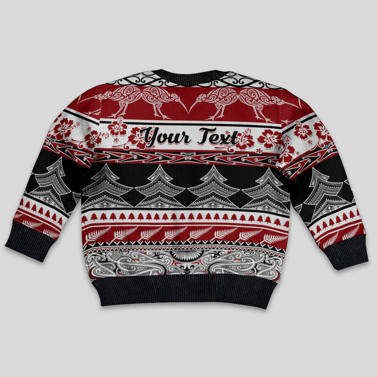 Personalised New Zealand Christmas Kid Ugly Christmas Sweater Maori Meri Kirihimete Moko - Wonder Print Shop