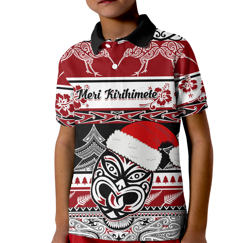 Custom New Zealand Christmas Kid Polo Shirt Maori Meri Kirihimete Moko - Wonder Print Shop