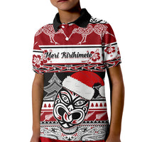 Custom New Zealand Christmas Kid Polo Shirt Maori Meri Kirihimete Moko - Wonder Print Shop