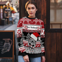 Personalised New Zealand Christmas Ugly Christmas Sweater Maori Meri Kirihimete Moko - Wonder Print Shop