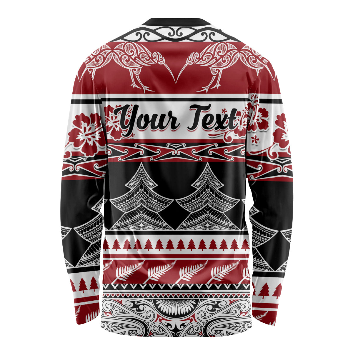 Custom New Zealand Christmas Long Sleeve Shirt Maori Meri Kirihimete Moko - Wonder Print Shop