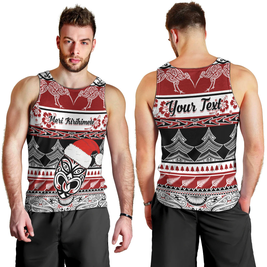 Custom New Zealand Christmas Men Tank Top Maori Meri Kirihimete Moko - Wonder Print Shop