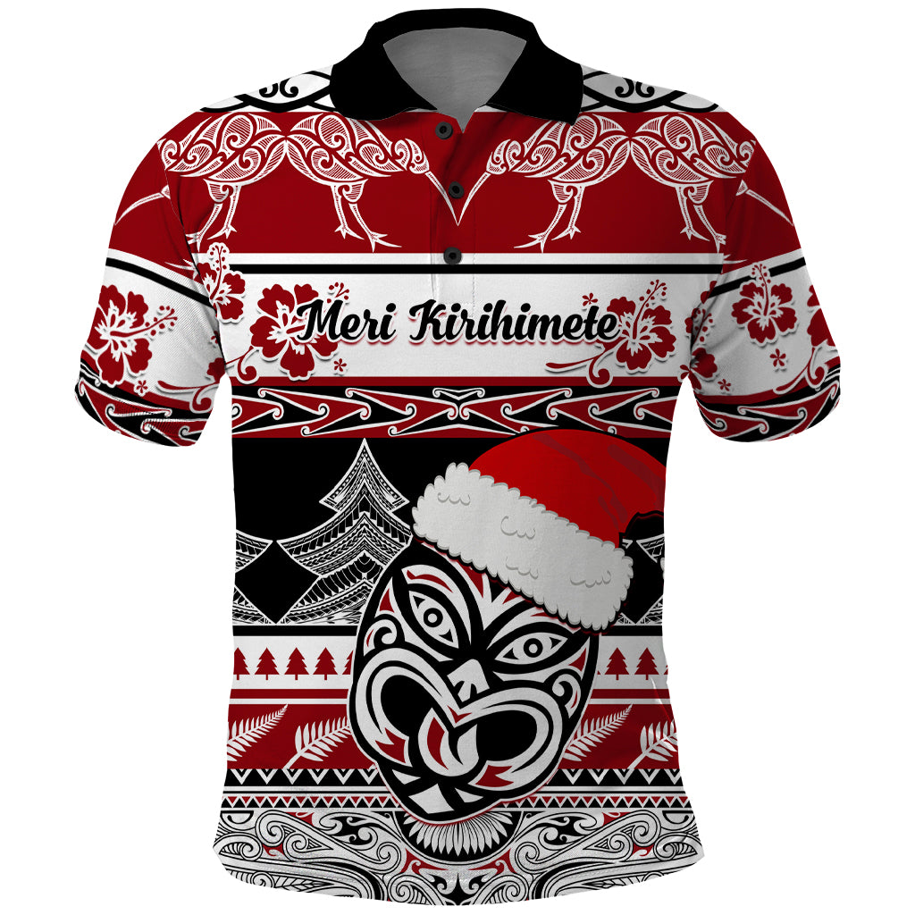 Custom New Zealand Christmas Polo Shirt Maori Meri Kirihimete Moko - Wonder Print Shop