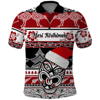 Custom New Zealand Christmas Polo Shirt Maori Meri Kirihimete Moko - Wonder Print Shop