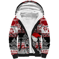 Custom New Zealand Christmas Sherpa Hoodie Maori Meri Kirihimete Moko - Wonder Print Shop