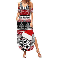 Custom New Zealand Christmas Summer Maxi Dress Maori Meri Kirihimete Moko - Wonder Print Shop