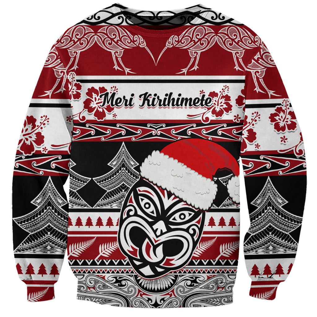 Custom New Zealand Christmas Sweatshirt Maori Meri Kirihimete Moko - Wonder Print Shop