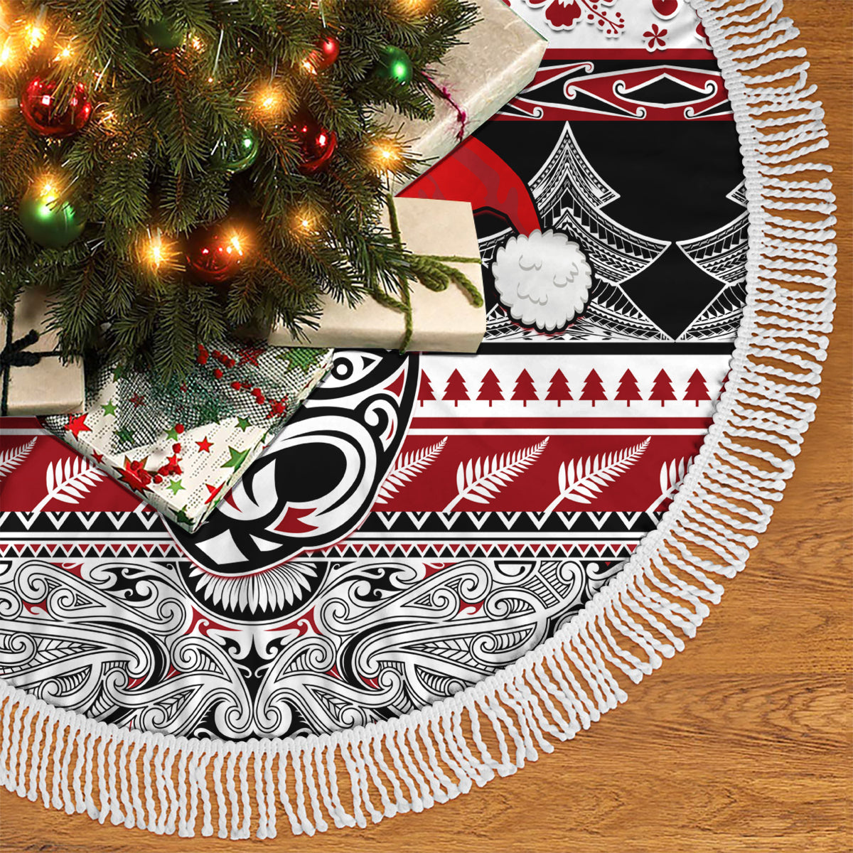 New Zealand Christmas Tree Skirt Maori Meri Kirihimete Moko - Wonder Print Shop