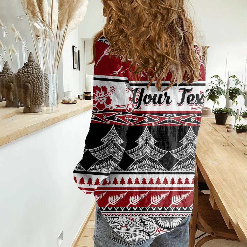 Custom New Zealand Christmas Women Casual Shirt Maori Meri Kirihimete Moko - Wonder Print Shop