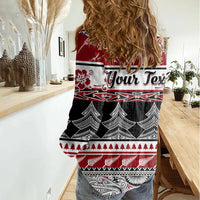 Custom New Zealand Christmas Women Casual Shirt Maori Meri Kirihimete Moko - Wonder Print Shop