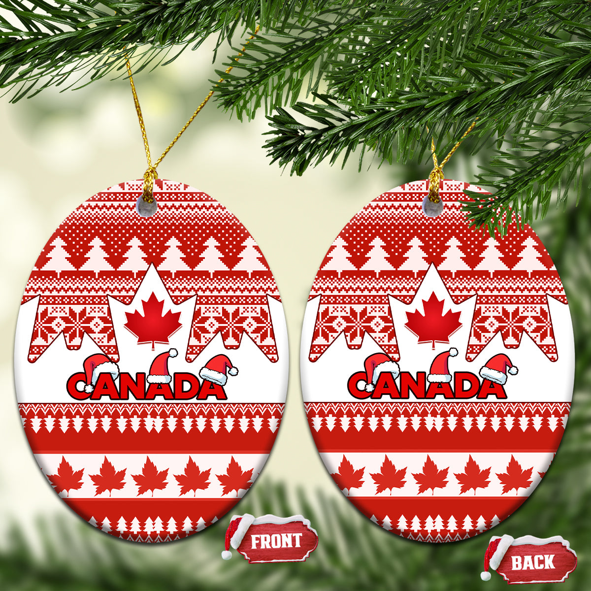 Canada Christmas Ceramic Ornament Maple Leaf Unique Style - Wonder Print Shop
