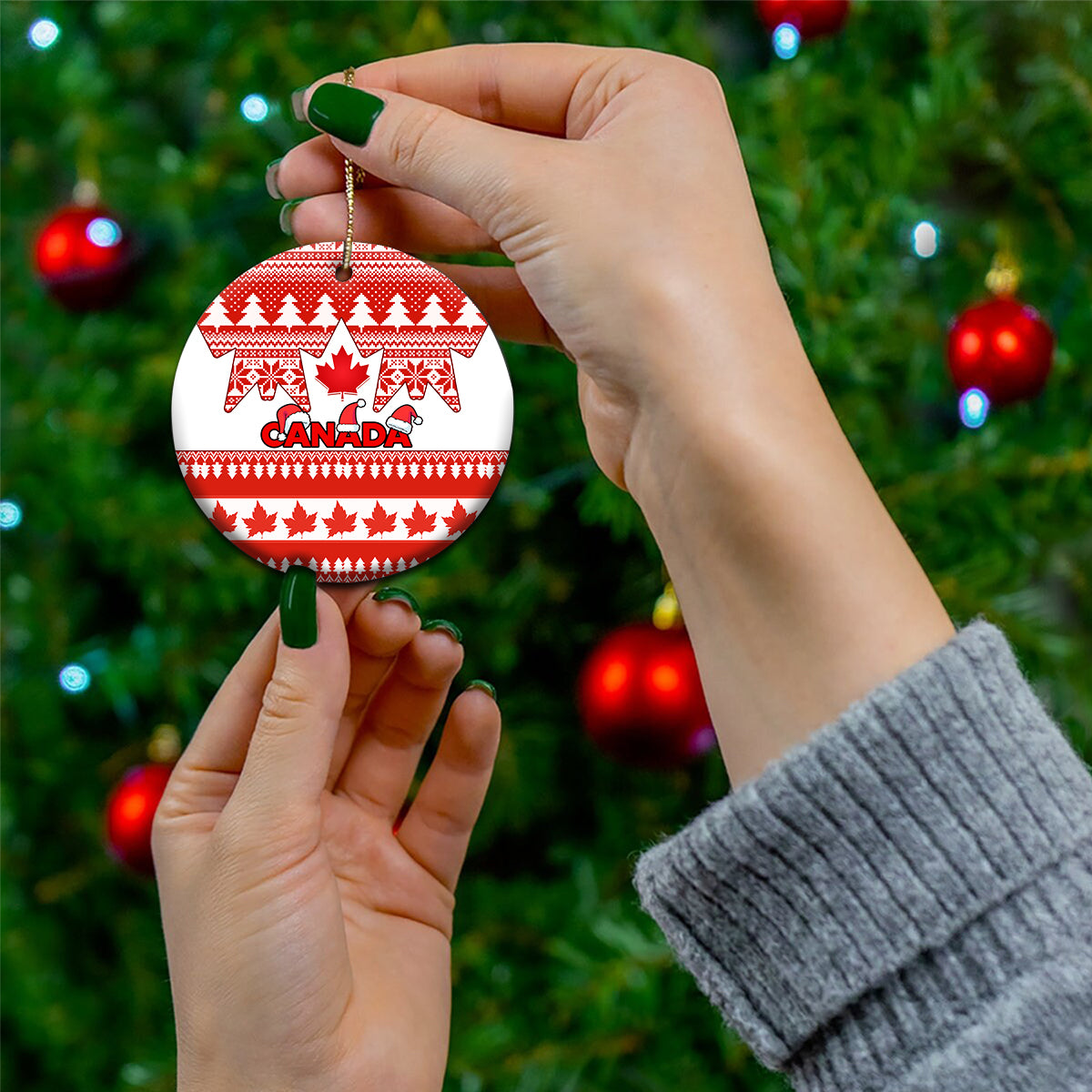 Canada Christmas Ceramic Ornament Maple Leaf Unique Style - Wonder Print Shop