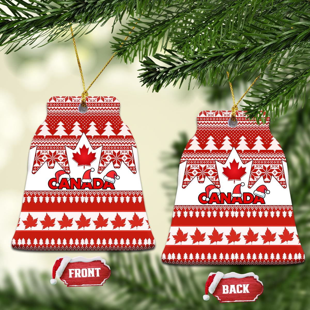 Canada Christmas Ceramic Ornament Maple Leaf Unique Style - Wonder Print Shop