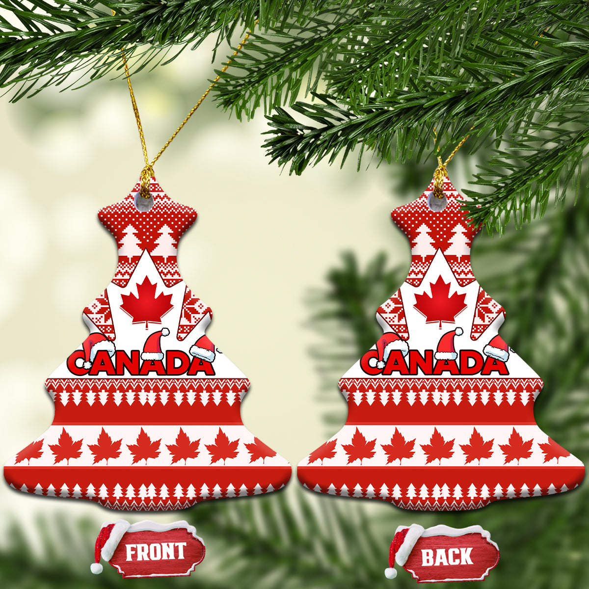 Canada Christmas Ceramic Ornament Maple Leaf Unique Style - Wonder Print Shop