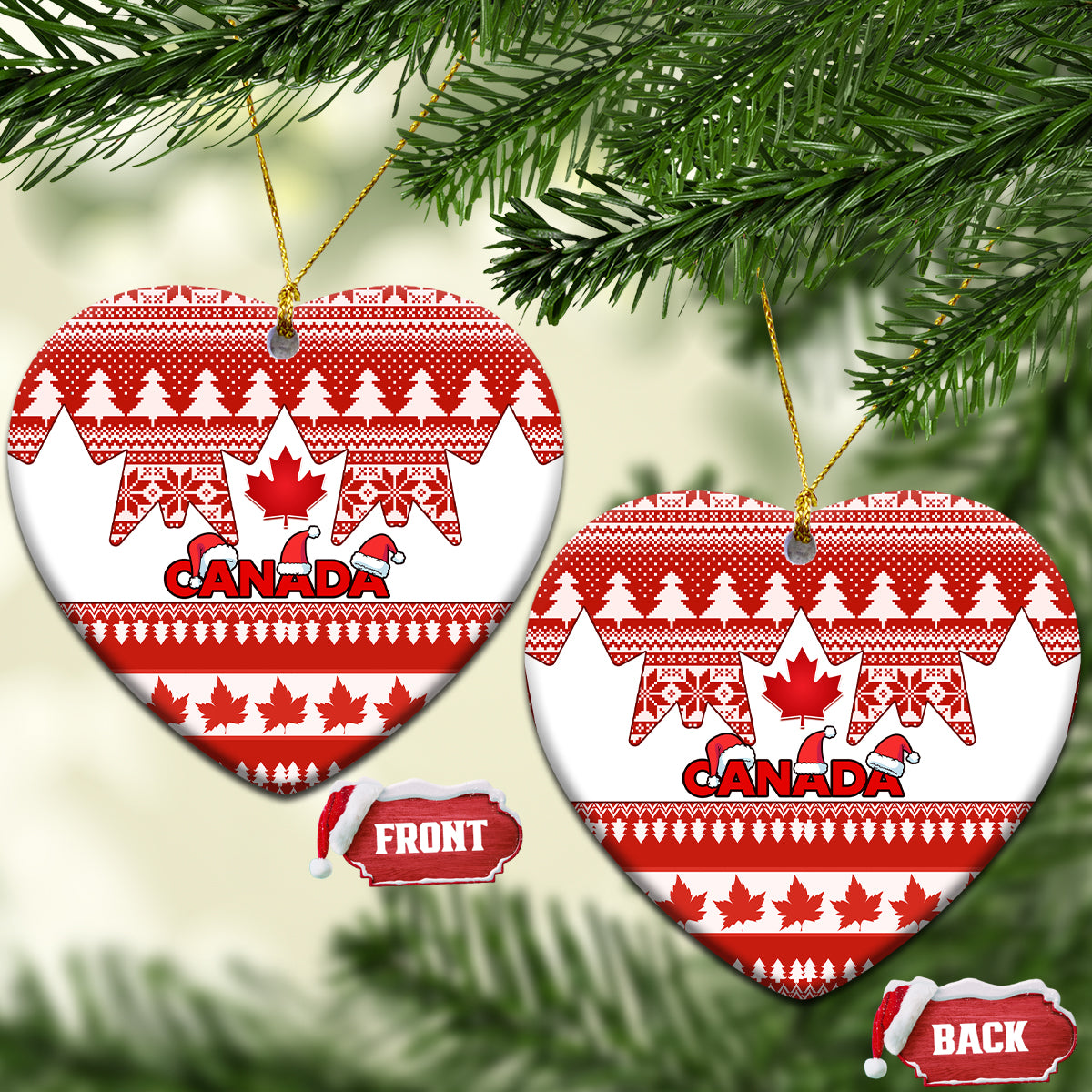 Canada Christmas Ceramic Ornament Maple Leaf Unique Style - Wonder Print Shop