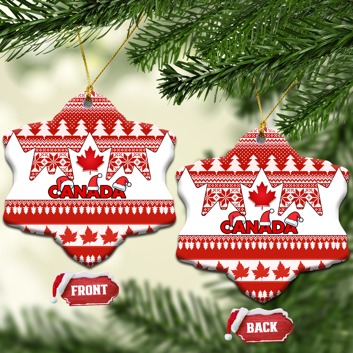 Canada Christmas Ceramic Ornament Maple Leaf Unique Style - Wonder Print Shop