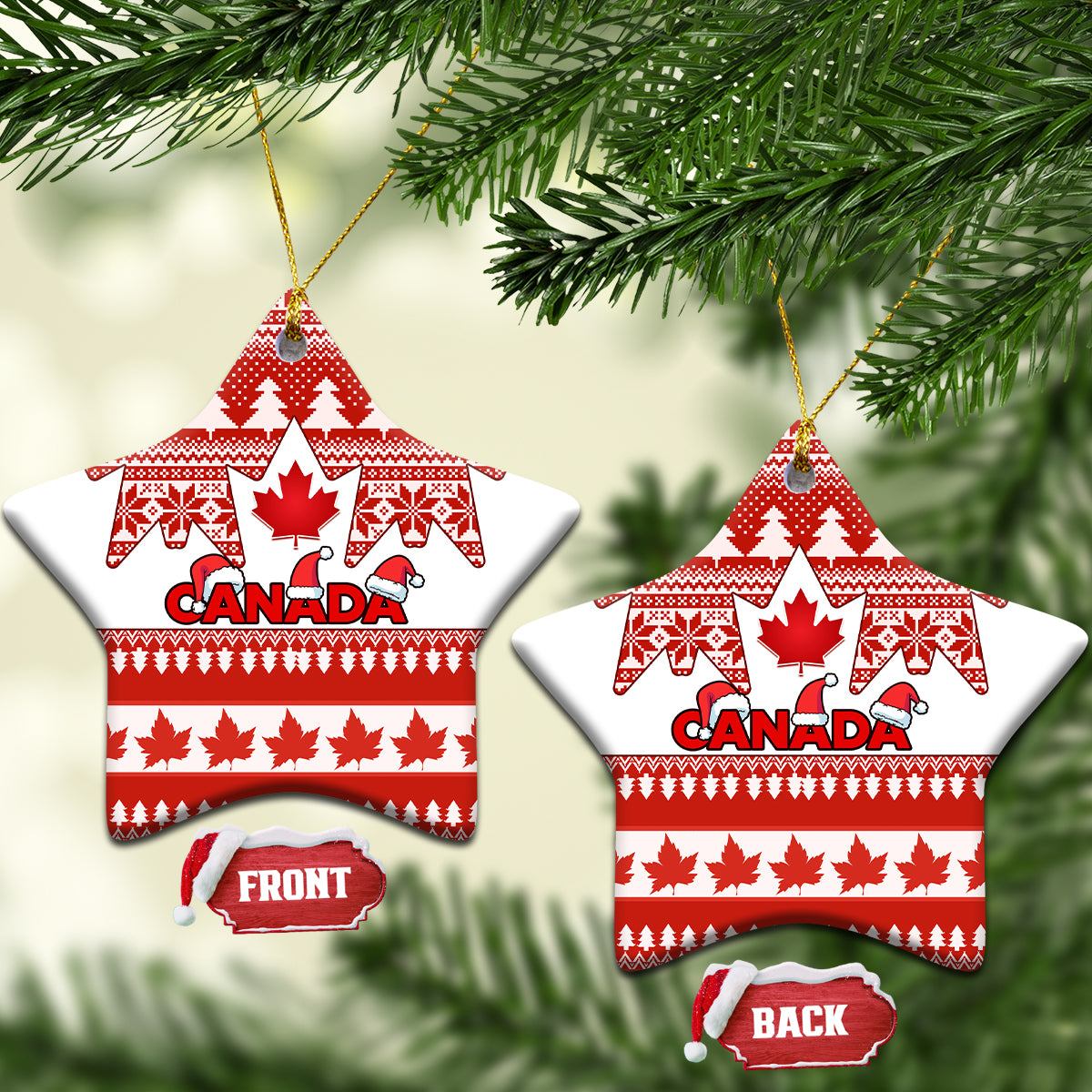 Canada Christmas Ceramic Ornament Maple Leaf Unique Style - Wonder Print Shop