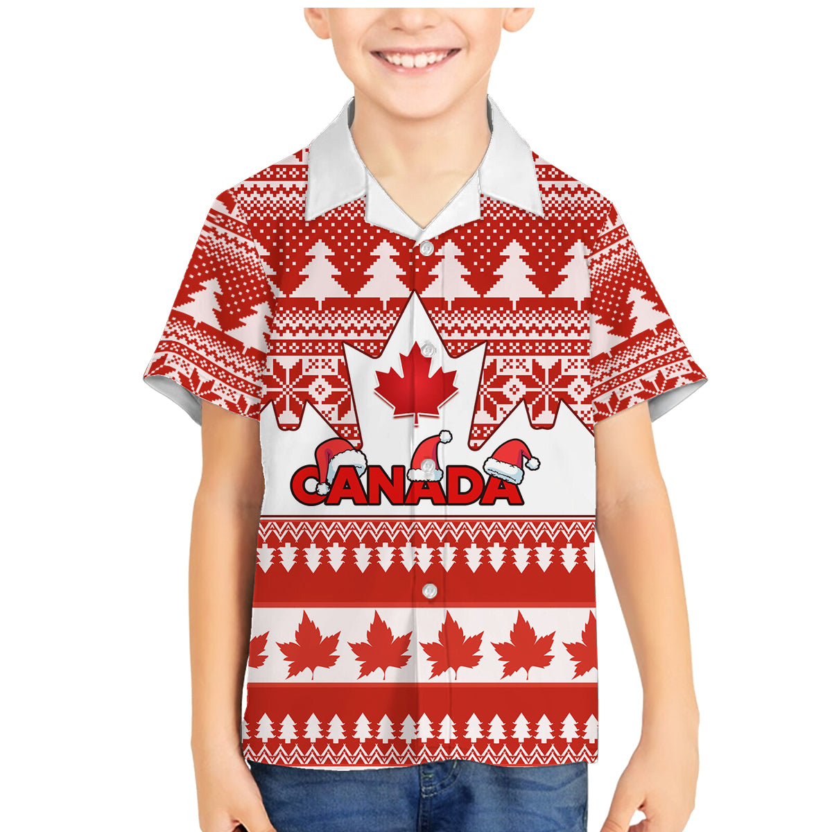 Custom Canada Christmas Family Matching Mermaid Dress and Hawaiian Shirt Maple Leaf Unique Style - Wonder Print Shop