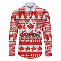 Custom Canada Christmas Family Matching Off Shoulder Long Sleeve Dress and Hawaiian Shirt Maple Leaf Unique Style - Wonder Print Shop