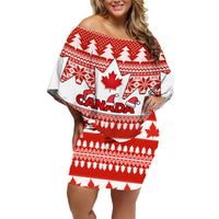 Custom Canada Christmas Family Matching Off Shoulder Short Dress and Hawaiian Shirt Maple Leaf Unique Style - Wonder Print Shop