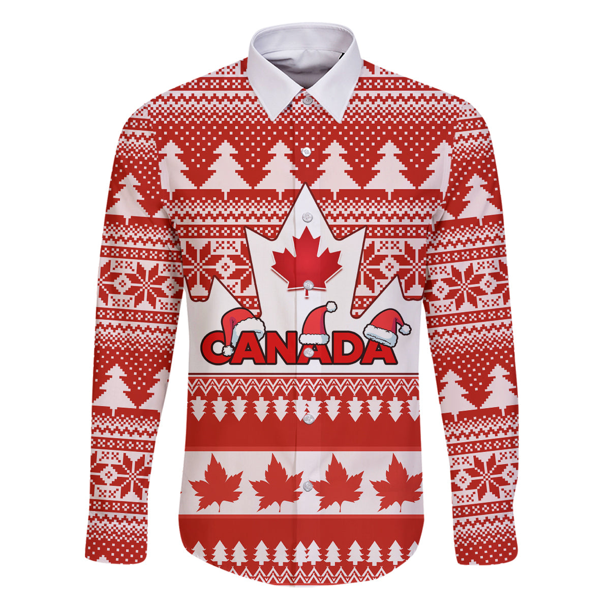 Custom Canada Christmas Family Matching Puletasi Dress and Hawaiian Shirt Maple Leaf Unique Style - Wonder Print Shop