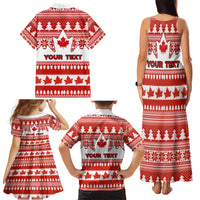 Custom Canada Christmas Family Matching Tank Maxi Dress and Hawaiian Shirt Maple Leaf Unique Style - Wonder Print Shop