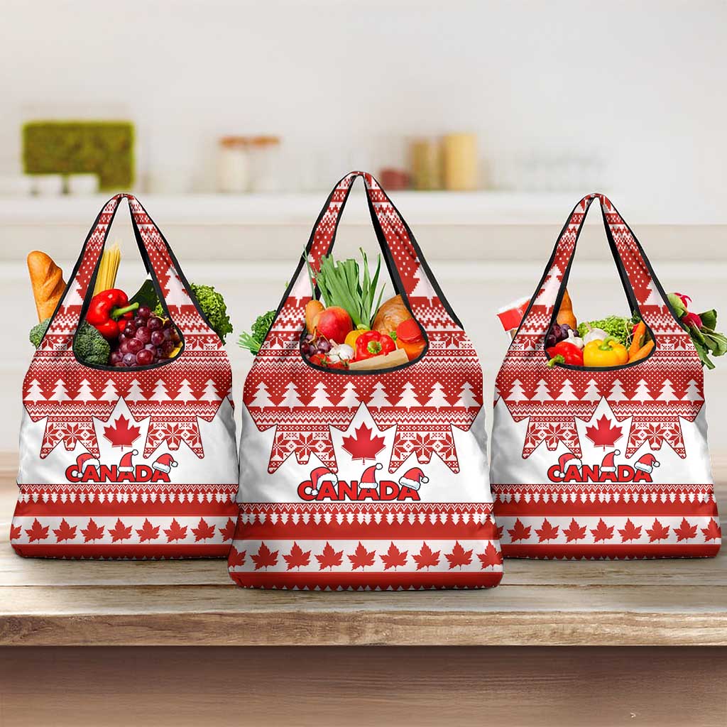 Custom Canada Christmas Grocery Bag Maple Leaf Unique Style