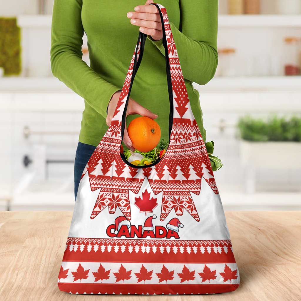 Custom Canada Christmas Grocery Bag Maple Leaf Unique Style