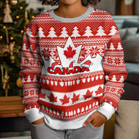 Personalised Canada Christmas Kid Ugly Christmas Sweater Maple Leaf Unique Style - Wonder Print Shop