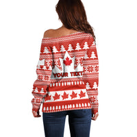 Custom Canada Christmas Off Shoulder Sweater Maple Leaf Unique Style - Wonder Print Shop