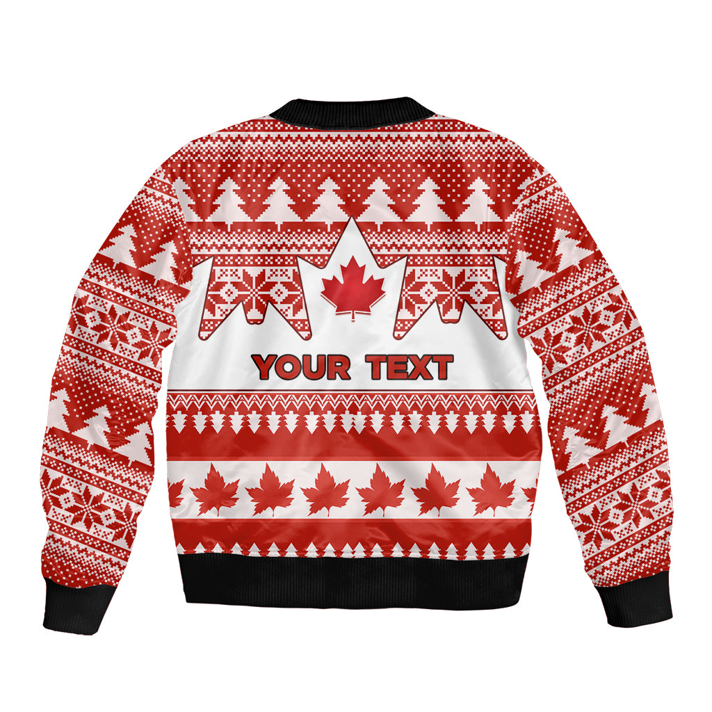 Custom Canada Christmas Sleeve Zip Bomber Jacket Maple Leaf Unique Style - Wonder Print Shop